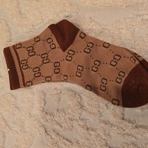 Brown Casual Logo Ankle Socks Unisex